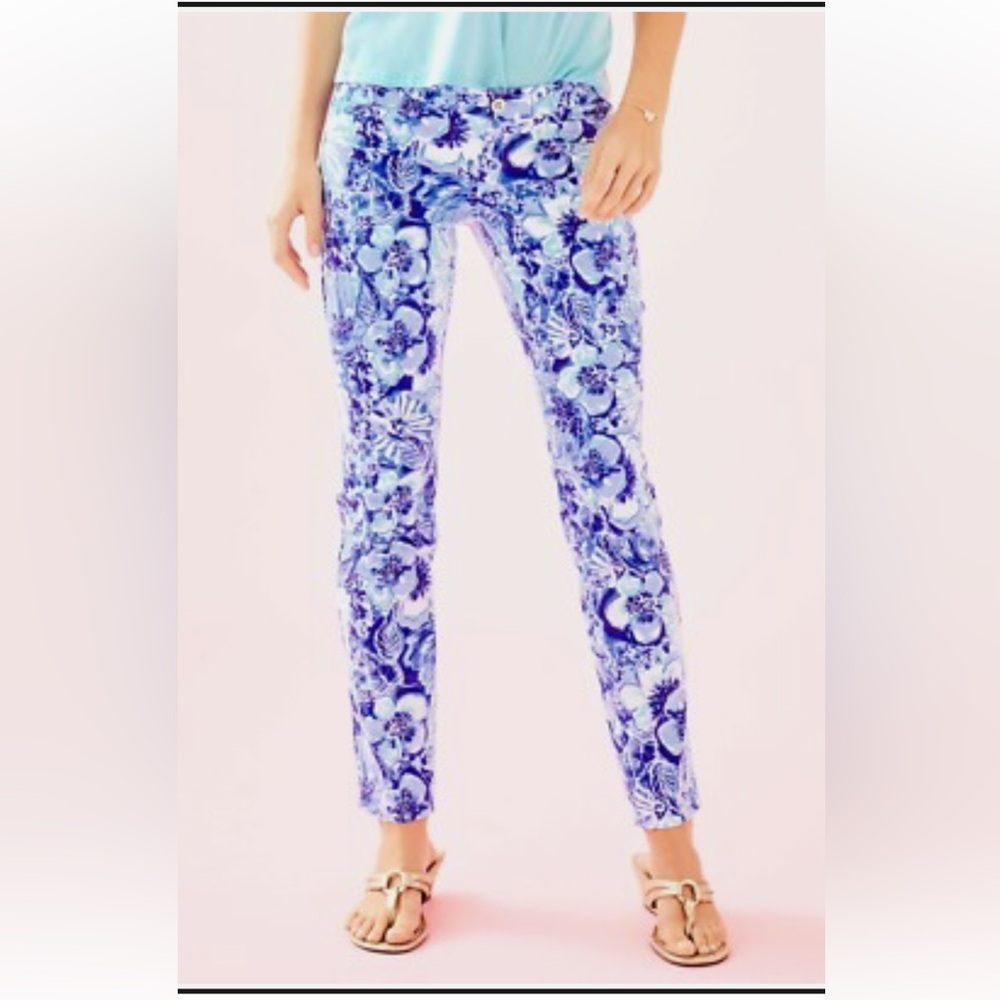 Bundle 👚Lilly Pulitzer👖SKINNY Ankle Pant Coastal Blue & shorts plus 🎁 pink top